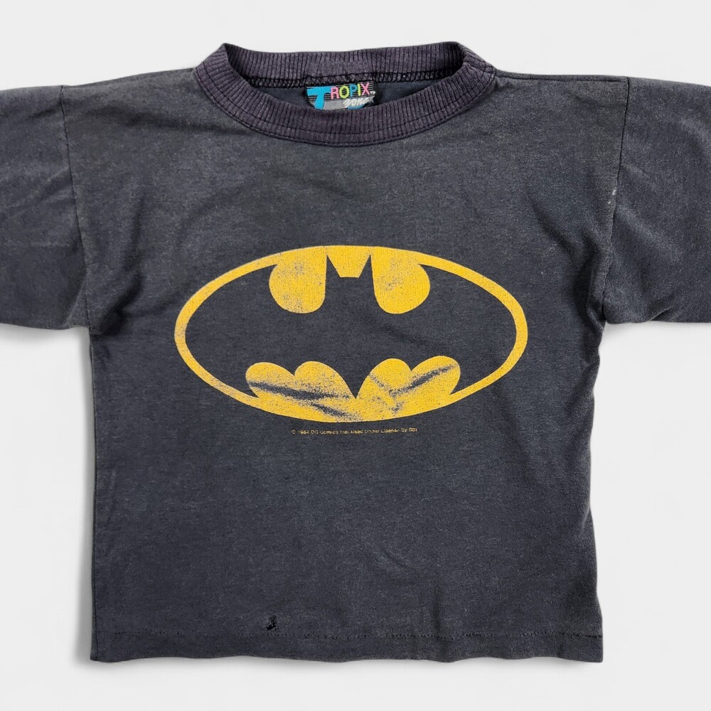 Vintage 80s Batman Logo Shirt Youth Black Tropix Zone Single Stitch